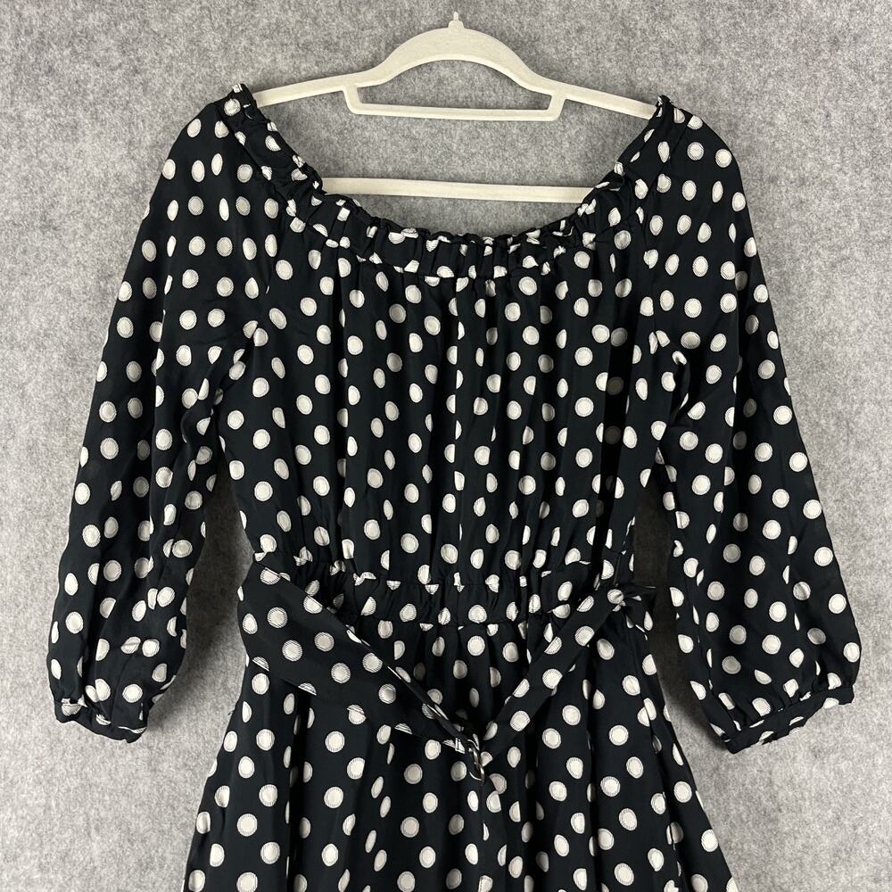 Anthropologie Maeve Dress‎ Womens 6 Polka Dot Off the Shoulder Belted Pocket - Picture 3 of 16